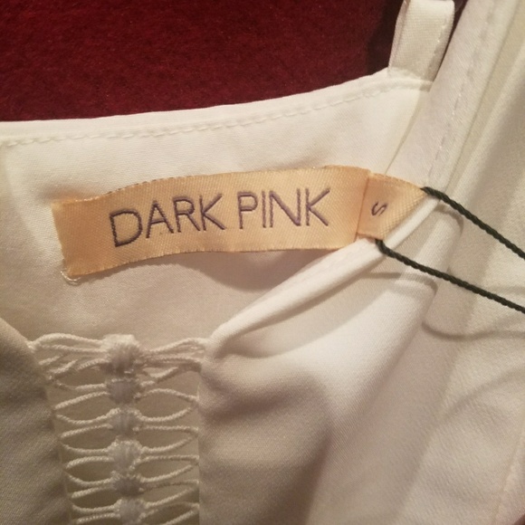 White Open Shoulder  Dress by Dark Pink - Picture 7 of 8